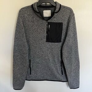 Aeropostale Men's Long Sleeve Gray & Black Quarter Zip Sweater Size Medium